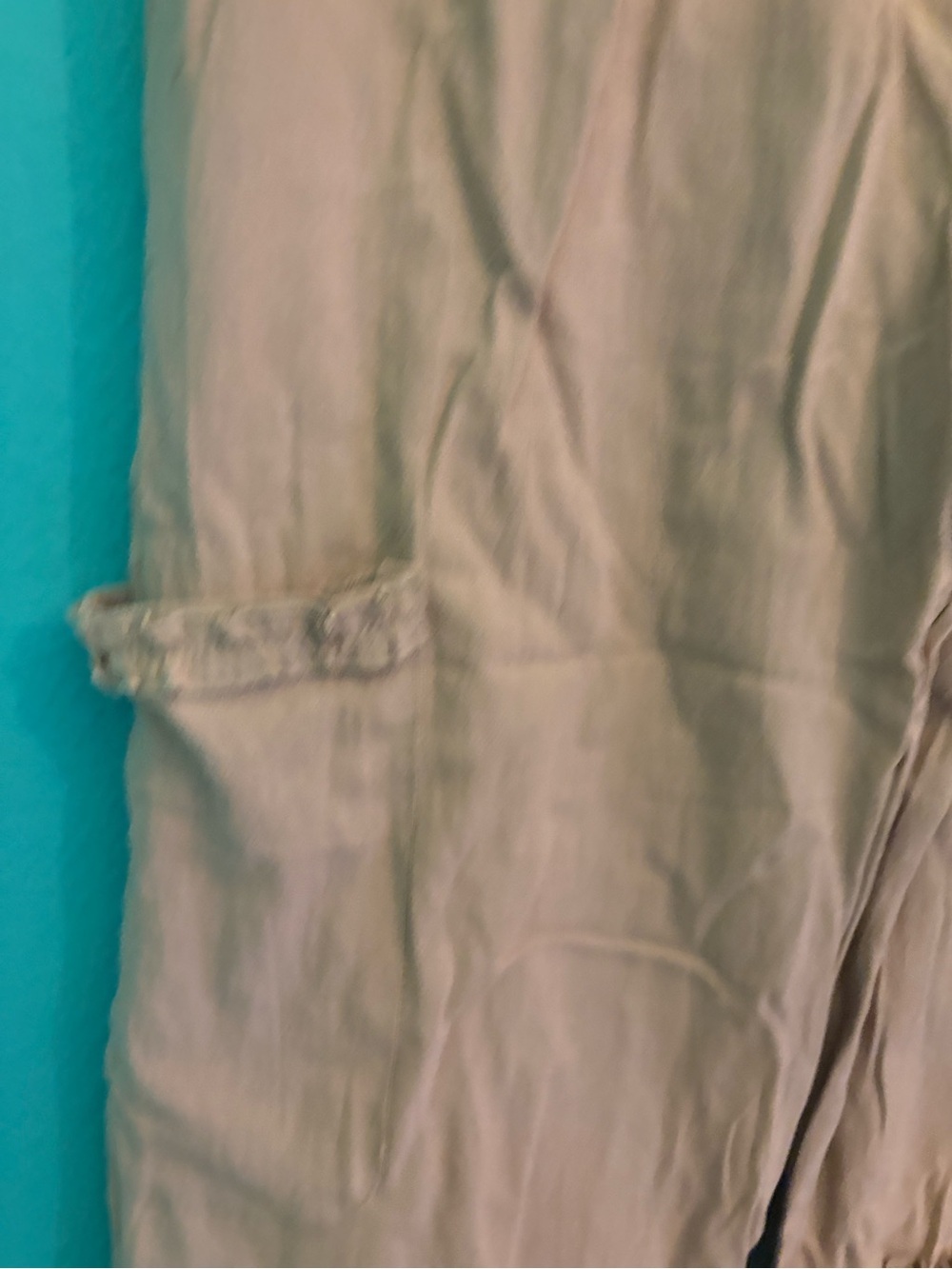 Khaki colored cotton linen ruffled pants NWOT - Picture 3 of 5